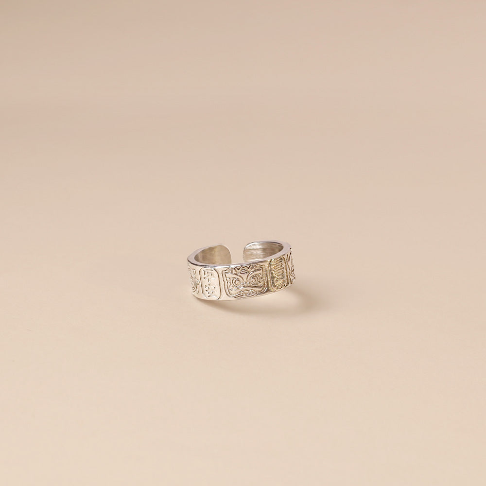 Silver Lion Ring - Peace, Joy, Good Fortune,Attract Positivity - Confucian Buddha Tao