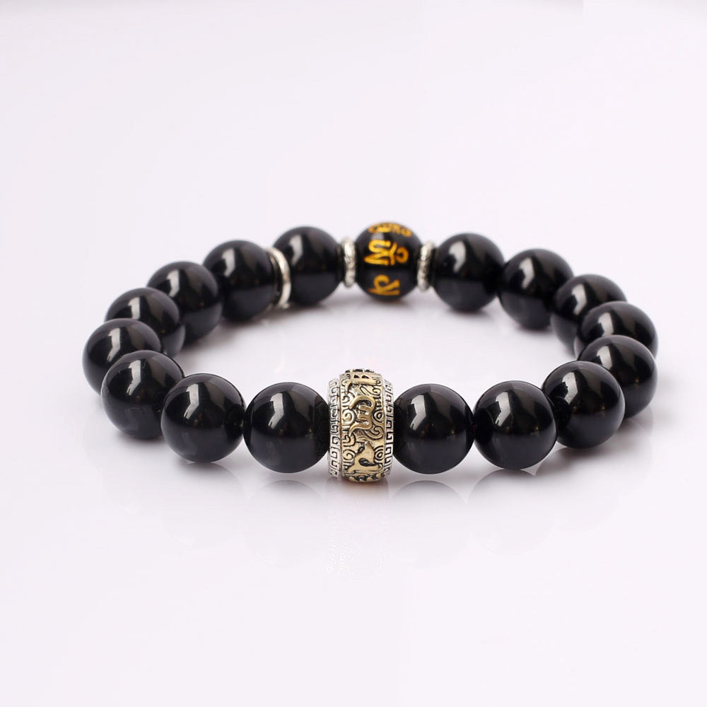 Positivity Power – Black Obsidian King Bracelet - Confucian Buddha Tao