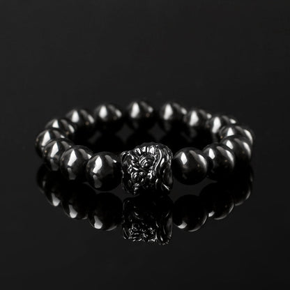 Wealth Protector – Obsidian Guardian Lion Bracelet - Confucian Buddha Tao