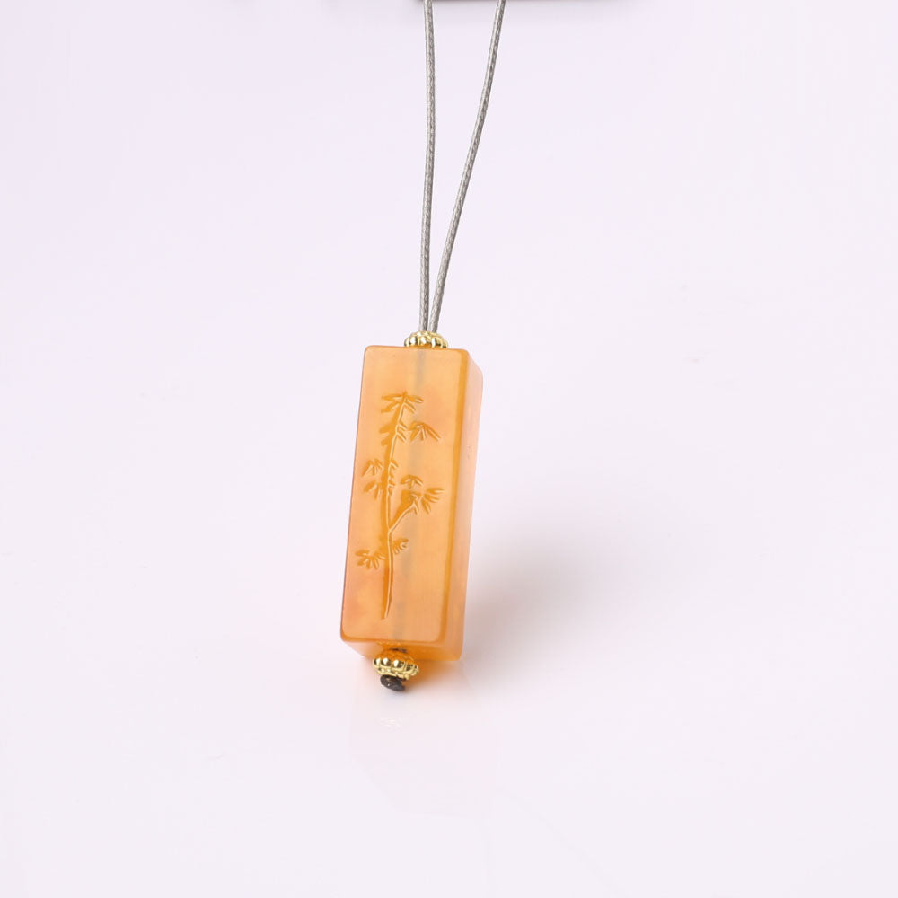 Vintage Honey Amber Agate Pendant — Attract Success, Embrace Your Desires - Confucian Buddha Tao