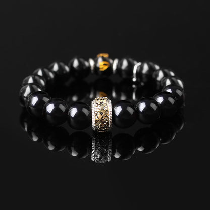 Positivity Power – Black Obsidian King Bracelet - Confucian Buddha Tao