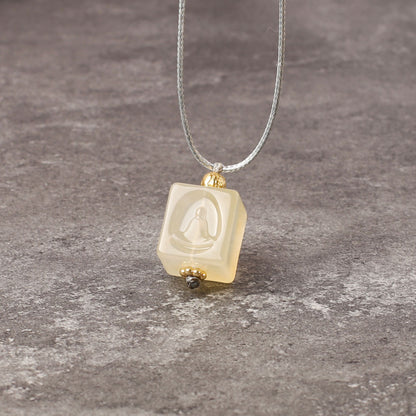 Eternal Blessing Agate Cube Pendant — Attract Luck, Be Blessed by Buddha - Confucian Buddha Tao