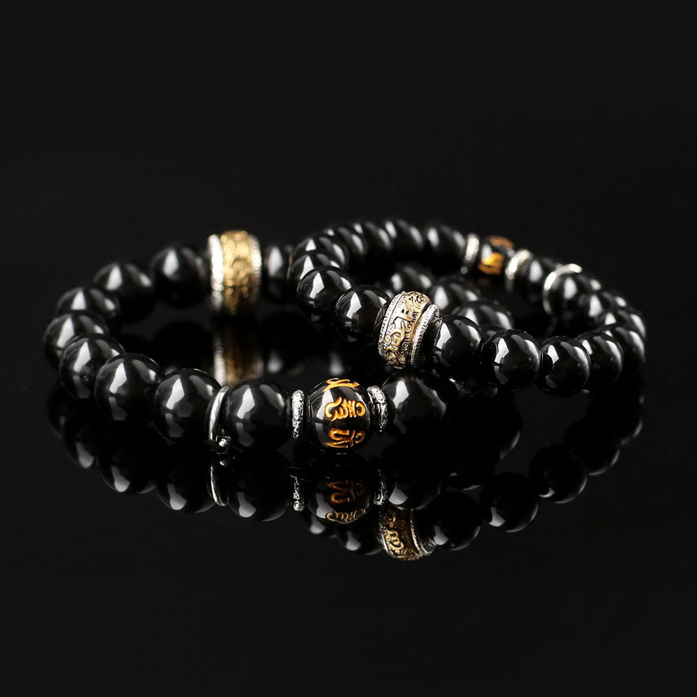 Positivity Power – Black Obsidian King Bracelet - Confucian Buddha Tao