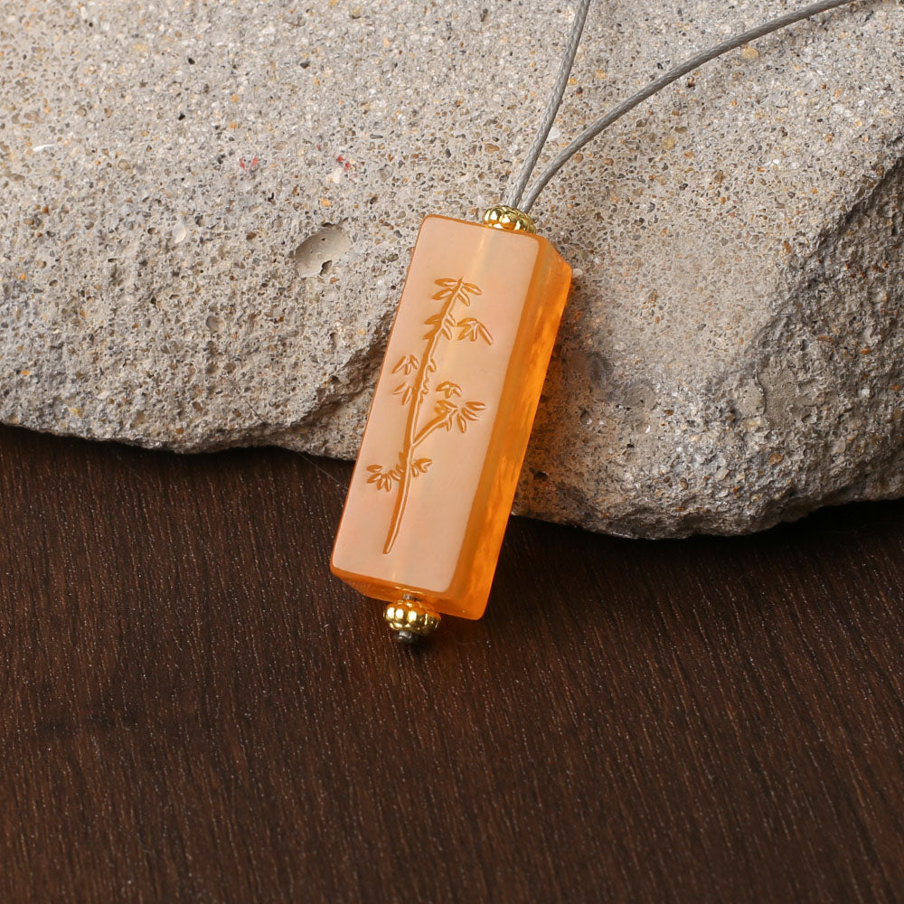 Vintage Honey Amber Agate Pendant — Attract Success, Embrace Your Desires - Confucian Buddha Tao