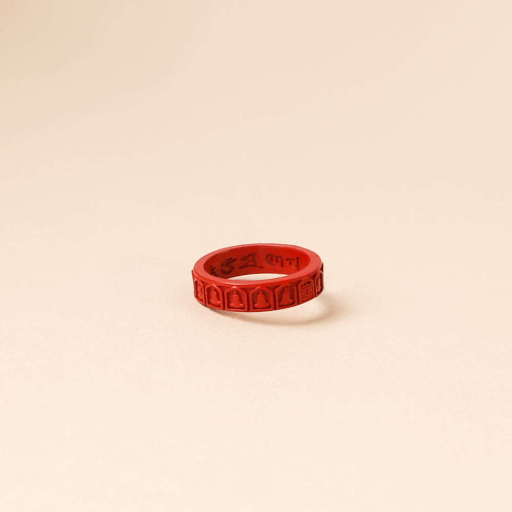 Red Cinnabar Buddha Ring — Buddha Sutra, Peaceful Mind, Health Ring - Confucian Buddha Tao