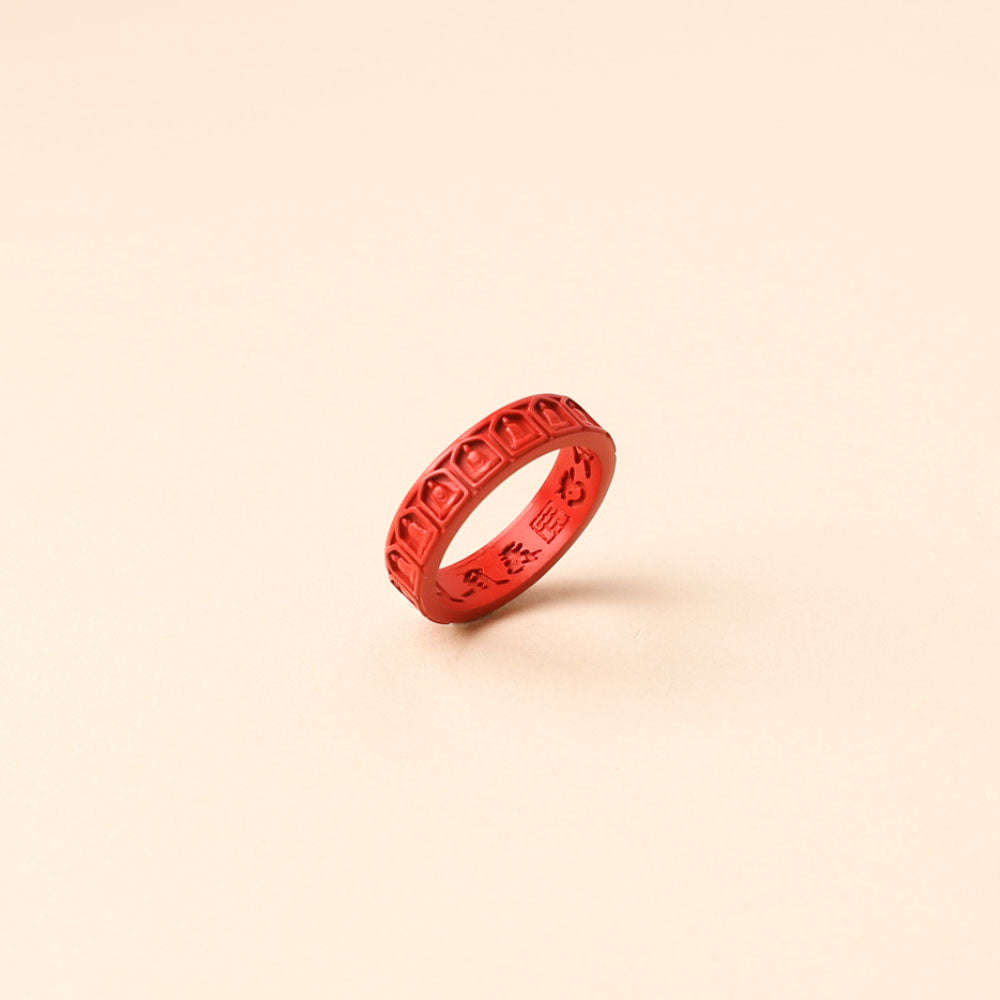 Red Cinnabar Buddha Ring — Buddha Sutra, Peaceful Mind, Health Ring - Confucian Buddha Tao