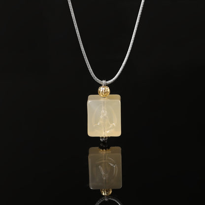 Eternal Blessing Agate Cube Pendant — Attract Luck, Be Blessed by Buddha - Confucian Buddha Tao