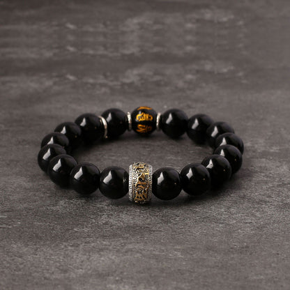 Positivity Power – Black Obsidian King Bracelet - Confucian Buddha Tao