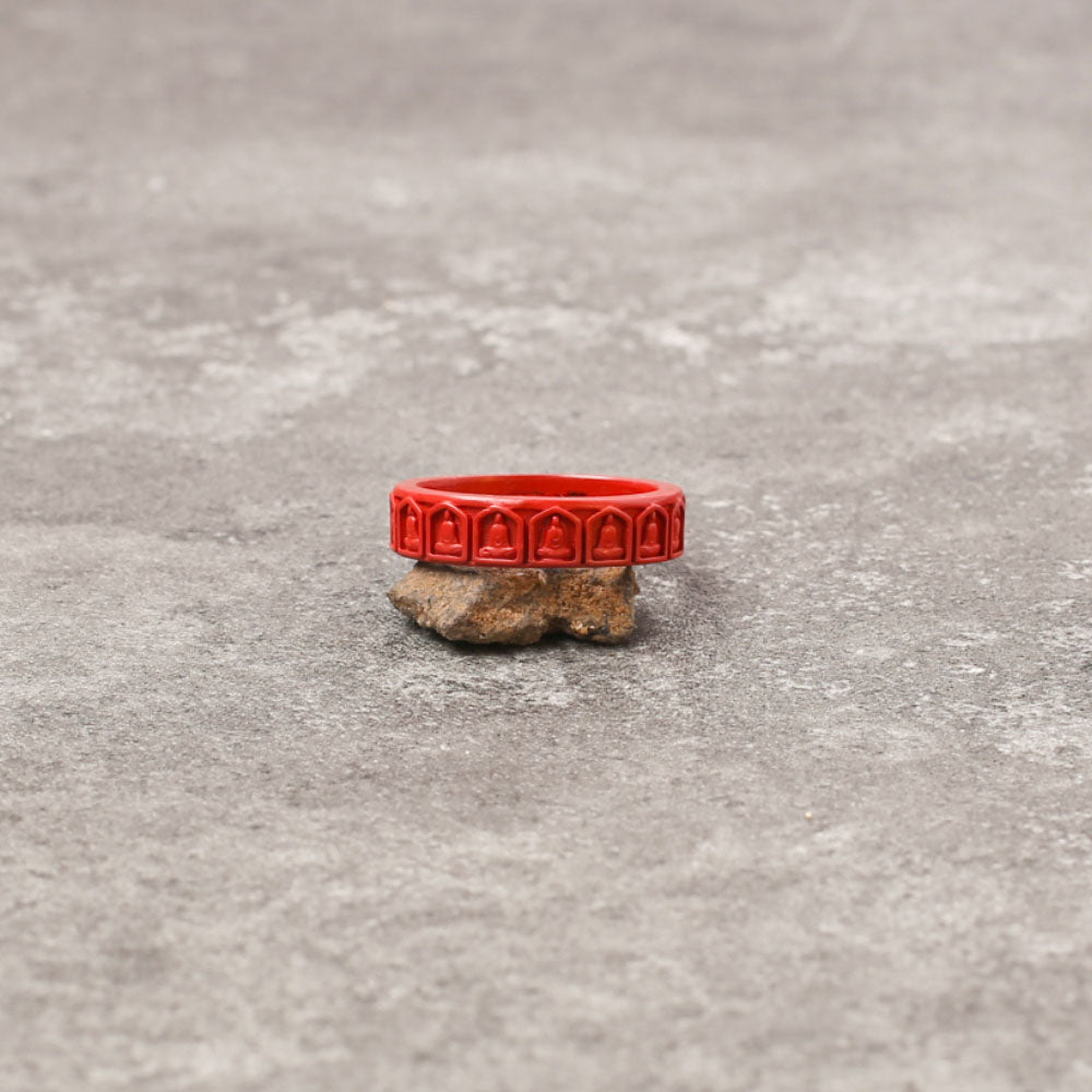 Red Cinnabar Buddha Ring — Buddha Sutra, Peaceful Mind, Health Ring - Confucian Buddha Tao