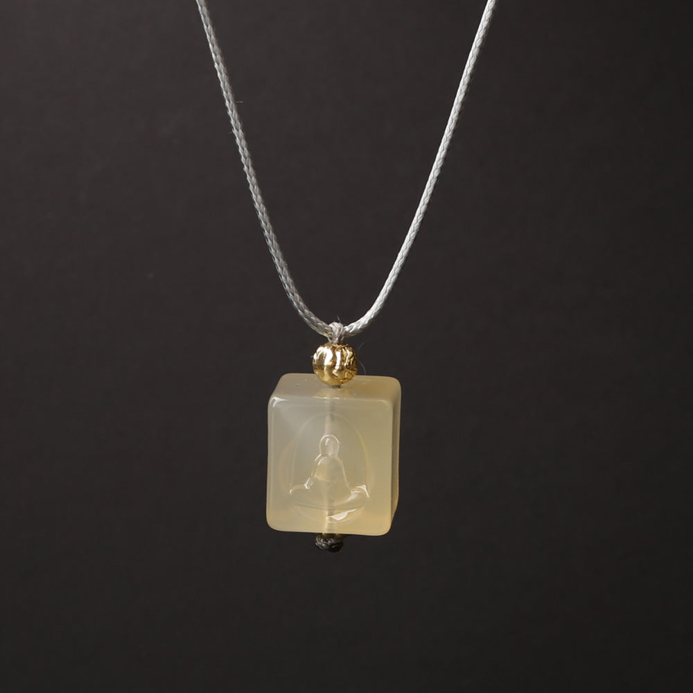 Eternal Blessing Agate Cube Pendant — Attract Luck, Be Blessed by Buddha - Confucian Buddha Tao