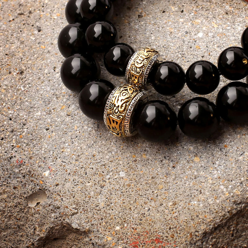 Positivity Power – Black Obsidian King Bracelet - Confucian Buddha Tao