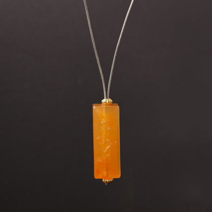 Vintage Honey Amber Agate Pendant — Attract Success, Embrace Your Desires - Confucian Buddha Tao