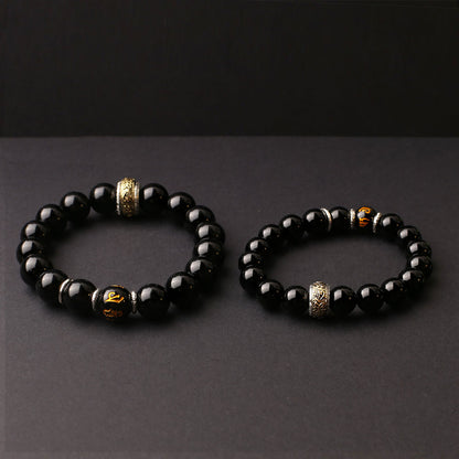 Positivity Power – Black Obsidian King Bracelet - Confucian Buddha Tao